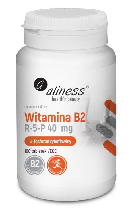 Aliness Witamina B2 R-5-P (ryboflawina) 40 mg - 100 tabletek VEGE Wspiera układ nerwowy