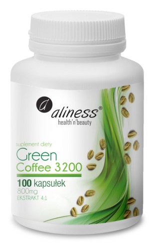 Aliness Zielona kawa Green Cofee 3200 - 100 kapsułek Wsparcie Metabolizmu i Kontroli Wagi
