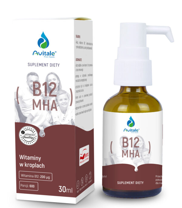 Avitale Aliness Witamina B12 MHA 200uq Trzy Formy - w Kroplach 30 ml (600 porcji) Wspiera układ nerwowy