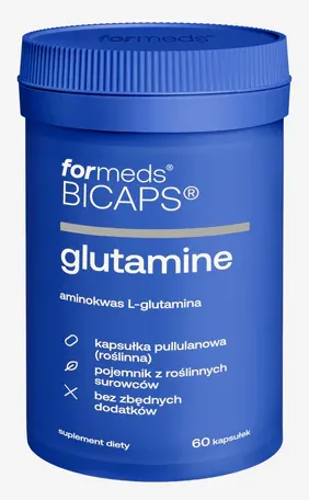 Formeds BICAPS glutamine (L-Glutamina) 60 kapsułek Wspiera regenerację mięśni i zdrowie jelit