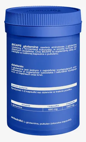 Formeds BICAPS glutamine (L-Glutamina) 60 kapsułek Wspiera regenerację mięśni i zdrowie jelit
