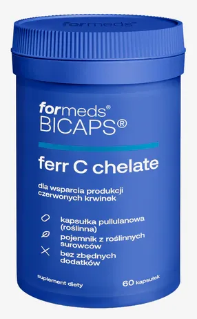 Formeds BICAPS ferr C chelate Żelazo Diglicynian z Witaminą C - 60 kapsułek Wsparcie produkcji czerwonych krwinek