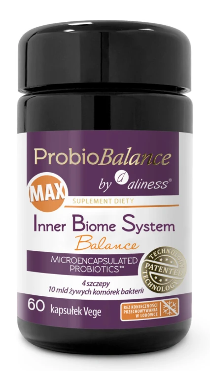 Aliness ProbioBALANCE, MAX Inner Biome System Balance 10 mld. (IBS) - 60 kapsułek Wspiera prawidłowe funkcjonowanie jelit