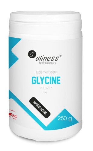 Aliness GLYCINE 250 mg (Glicyna) proszek 83 porcje - Poprawia jakość snu, Wspiera pamięć i koncentrację