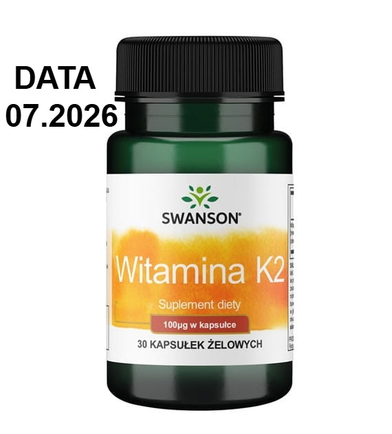 Swanson Witamina K2 100mcg z natto - 30 kapsułek żelowych z olejem Wspiera mineralizację kości