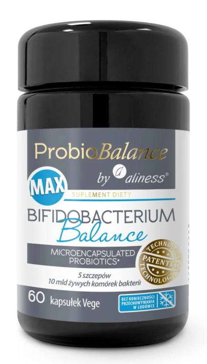 Aliness ProbioBALANCE, Probiotyk Bifidobacterium Balance 10 mld. - 60 kapsułek Vege Wspiera prawidłowe funkcjonowanie jelit