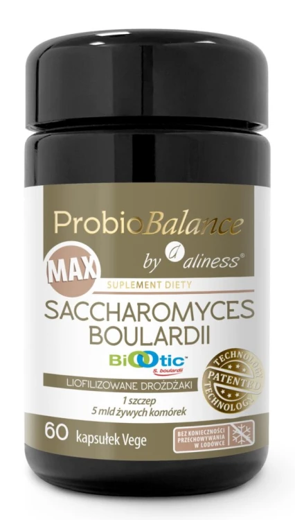 Aliness ProbioBALANCE, MAX Saccharomyces Boualardii 5 mld. - 60 kapsułek Wspiera prawidłowe funkcjonowanie jelit