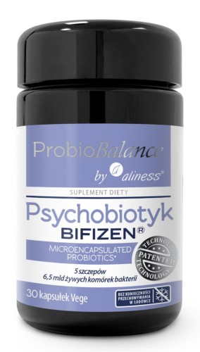 Aliness ProbioBALANCE, Psychobiotyk BIFIZEN 6,5 mld. - 30 kapsułek Wspiera równowagę mikrobiologiczną jelit oraz samopoczucie psychiczne i jakość snu