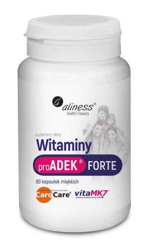 Aliness Witaminy ProADEK® FORTE - 60 kapsułek miękkich z olejem Wspiera wzrok, odporność, kości
