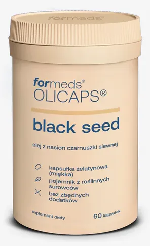 Formeds OLICAPS® black seed OLEJ z nasion CZARNUSZKI 1000 mg - 60 kapsułek miękkich Wspiera prawidłowy poziom cholesterolu