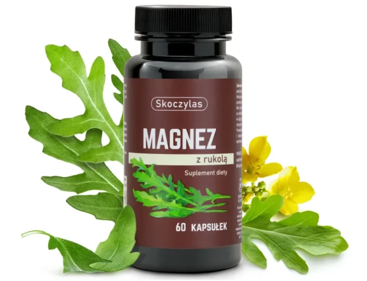 Skoczylas MAGNEZ z rukolą (Cytrynian Magnezu) 60 kapsułek Wspiera układ nerwowo-mięśniowy oraz kondycję i porost włosów
