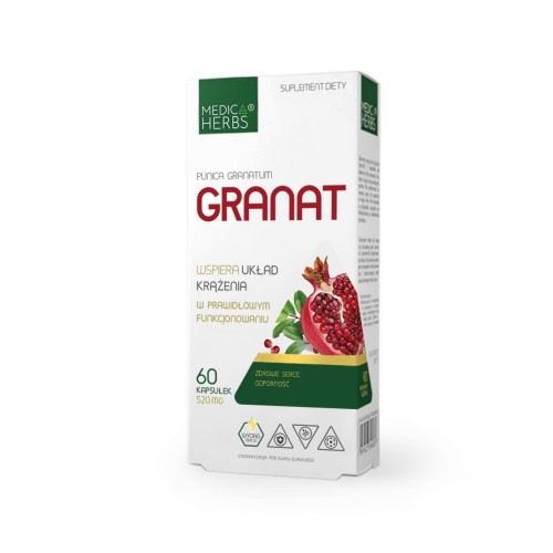 Medica Herbs Granat 520mg – suplement diety z wyciągiem Punica Granatum, 60 kapsułek