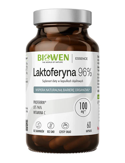 Biowen Laktoferyna 96% - 60 kapsułek wspiera odporność, trawienie, jelita