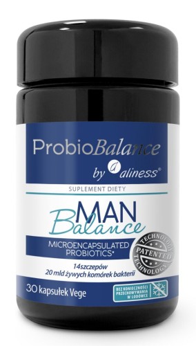 Aliness ProbioBALANCE, Probiotyk MAN Balance 20 mld. dla Mężczyzn- 30 kapsułek Wspiera prawidłowe funkcjonowanie jelit oraz ogólną kondycję organizmu