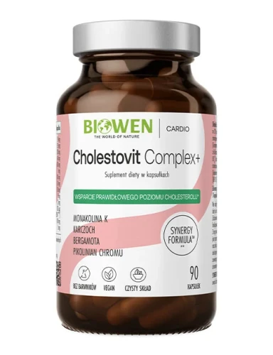 Biowen Cholestovit Complex+ - suplement diety z karczochem, bergamotą i monakoliną K, 90 kapsułek