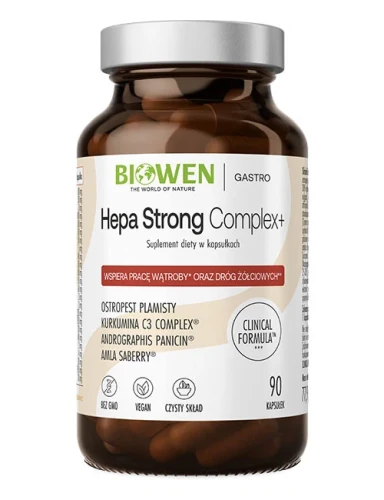 Biowen Hepa Strong Complex+ 90 kapsułek, suplement wspierający wątrobę i drogi żółciowe