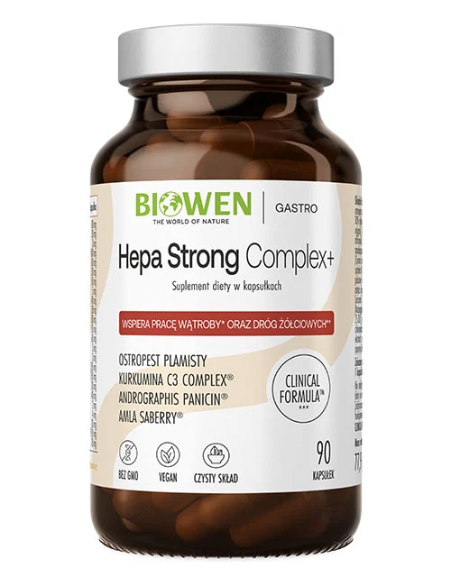 Biowen Hepa Strong Complex+ 90 kapsułek, suplement wspierający wątrobę i drogi żółciowe