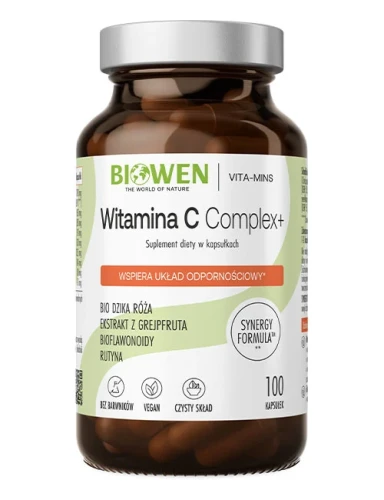 Biowen Witamina C Complex+ 100 kapsułek z grejpfrutem, dziką różą i rutyną