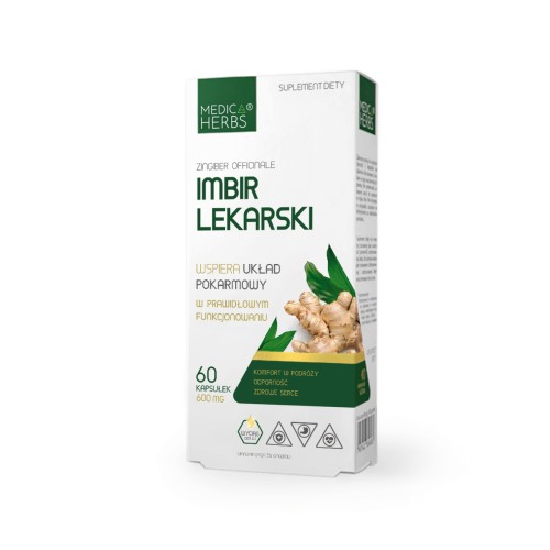 Medica Herbs Imbir Lekarski, 60 kapsułek, wyciąg z kłącza Zingiber officinale