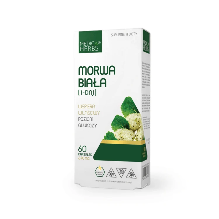 Medica Herbs Morwa Biała (1-DNJ) – 60 kapsułek, wyciąg z liści Morus alba