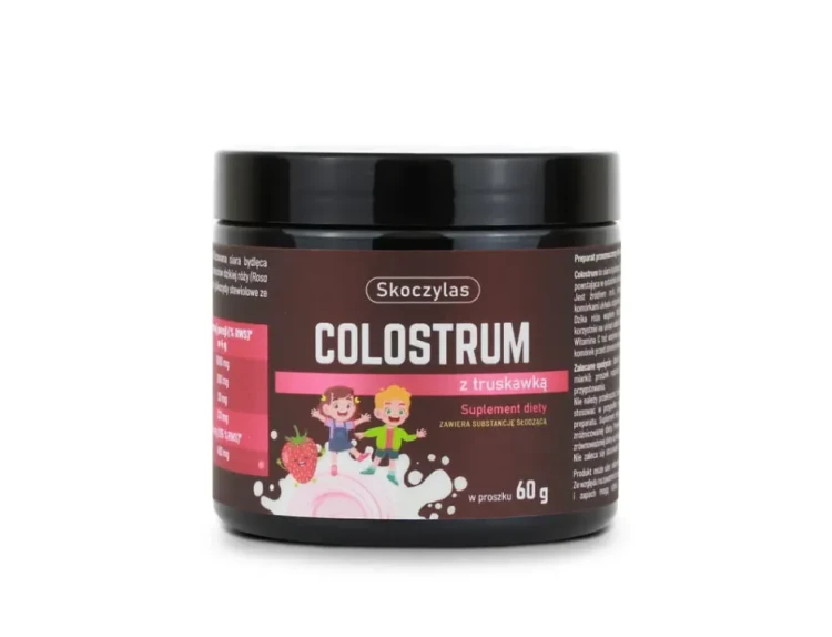 Skoczylas Colostrum z truskawką, proszek 60 g z siarą bydlęcą i witaminą C