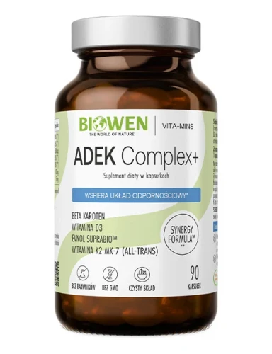 Biowen Witaminy ADEK Complex+  90 kaps. Wspiera wzrok, odporność, kości