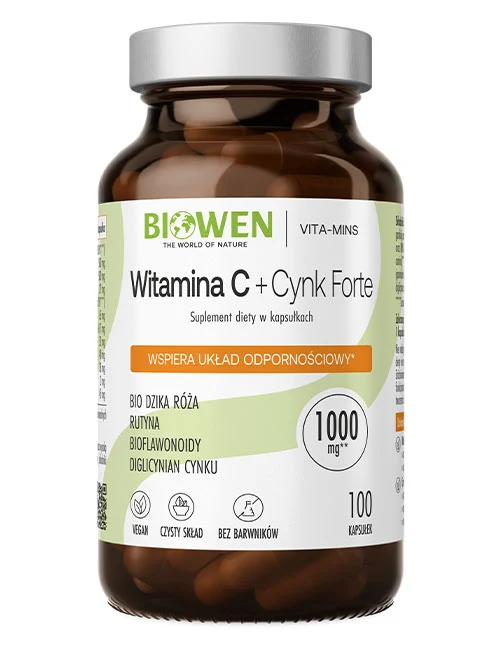 Biowen Witamina C + Cynk Forte – suplement diety, 100 kapsułek