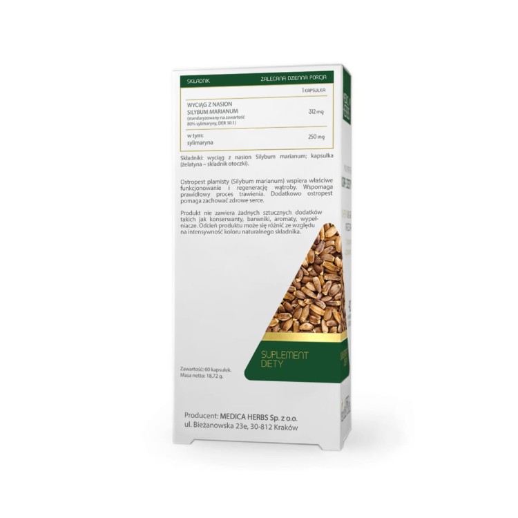 Medica Herbs Ostropest – skład, 80% sylimaryny i DER 30:1
