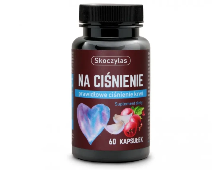 Skoczylas NA CIŚNIENIE potas, aronia, L-leucyna 60 kapsułek wspiera prawidłowe ciśnienie krwi