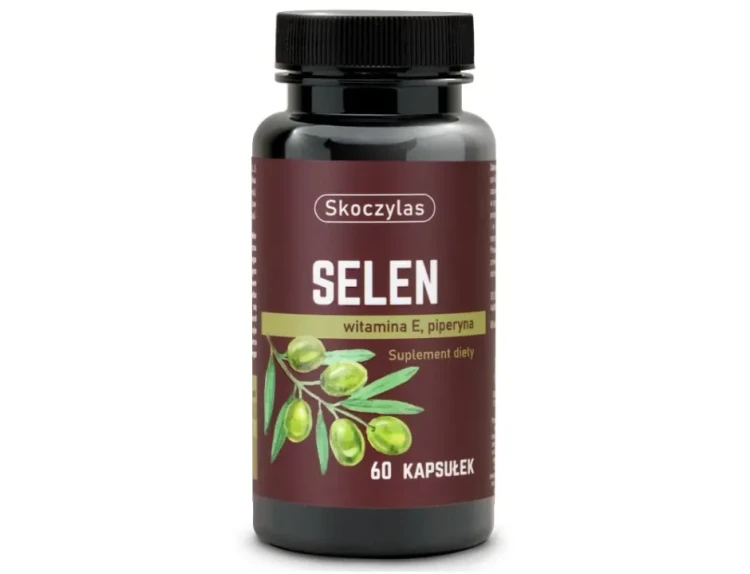Skoczylas SELEN witamina E, piperyna 60 kapsułek wspiera zdrowie włosów, paznokci oraz trawienie i wątrobę