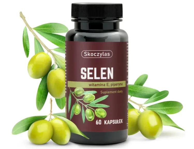 Skoczylas SELEN witamina E, piperyna 60 kapsułek wspiera zdrowie włosów, paznokci oraz trawienie i wątrobę