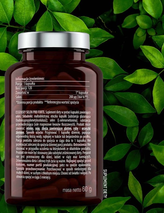 Etykieta Essensey Selen Pro Forte – skład, dawkowanie i wartości odżywcze produktu