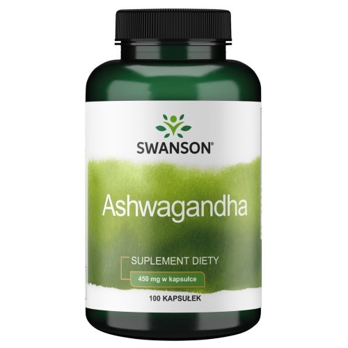 Swanson Ashwagandha 450mg – suplement diety z korzeniem Withania Somnifera, 100 kapsułek