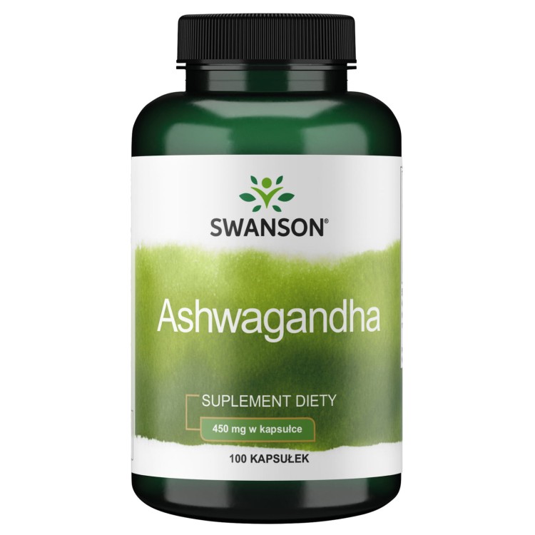 Swanson Ashwagandha 450mg – suplement diety z korzeniem Withania Somnifera, 100 kapsułek