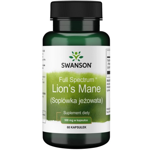 Swanson Full Spectrum Lion's Mane – Soplówka jeżowata 500mg, 60 kapsułek wegańskich