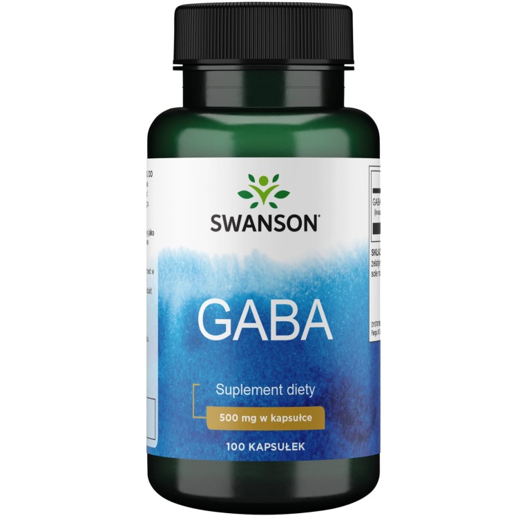 Swanson GABA 500mg – suplement diety, kwas gamma-aminomasłowy, 100 kapsułek wegańskich