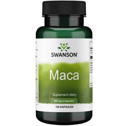Swanson Maca 500mg - naturalny korzeń maca w wegańskich kapsułkach, 100 kapsułek, suplement diety na energię i libido