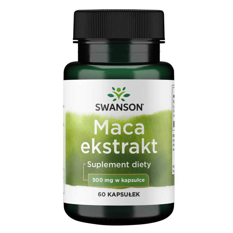 Swanson Maca Extract 500 mg 60 wegańskich kapsułek – ekstrakt z korzenia maca 4:1 wspomaga sprawność fizyczną i psychiczną