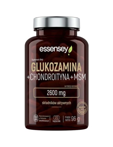 Essensey Glukozamina Chondroityna MSM – suplement diety na stawy, 2600mg, 120 kapsułek