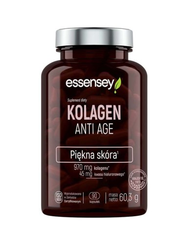 Essensey Kolagen Anti Age 90 kapsułek z kolagenem typu I SOLUGEL™, kwasem hialuronowym i witaminą C