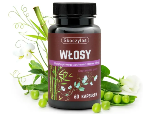 Włosy Skoczylas z ekstraktem bambusa i grochu – opakowanie 60 kapsułek na wsparcie włosów