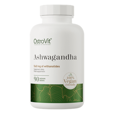 OstroVit Ashwagandha 90 tabletek VEGE wspiera odporność na stres, dodaje energii