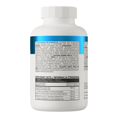 OstroVit Glukozamina + MSM + Chondroityna 90 tabletek wspiera zdrowie stawów i regenerację chrząstki
