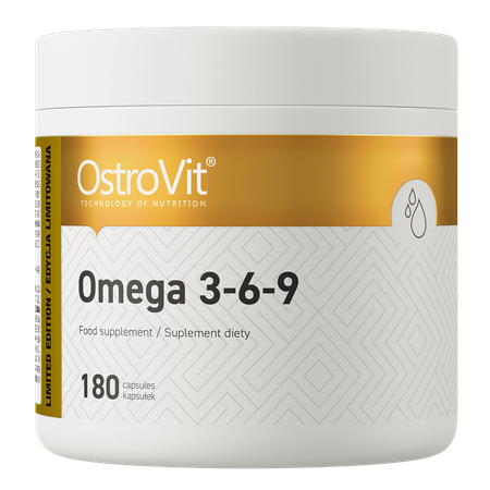 OstroVit Omega 3-6-9 180 kapsułek żelowych z olejem wspiera serce, wzrok, mózg,  prawidłowy poziom cholesterolu