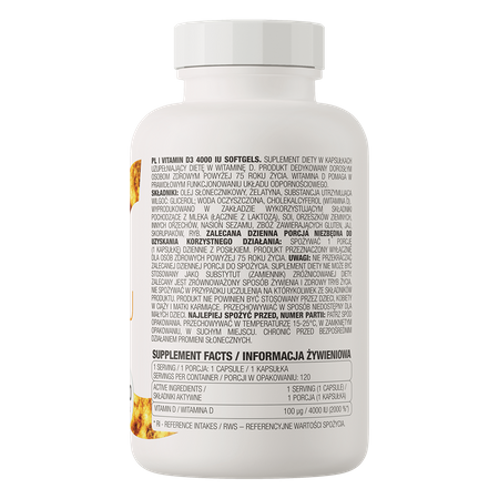 OstroVit Witamina D3 4000 IU 120 kapsułek z olejem wspiera odporność i zdrowie kości