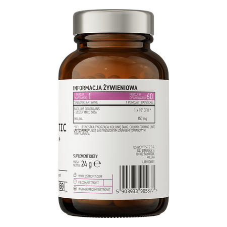 OstroVit PRO-60 BIOTIC LactoSpore®  (Probiotyk) 60 kapsułek Wspiera równowagę mikroflory jelitowej