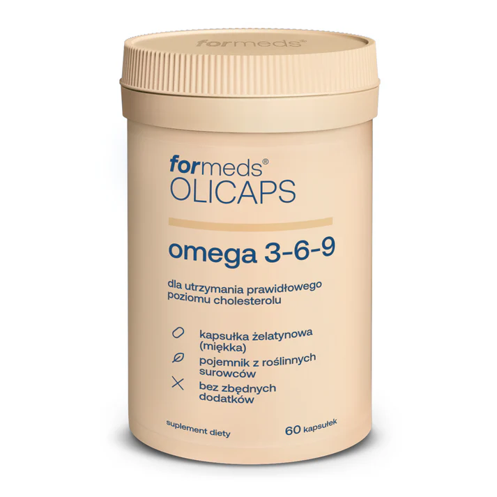 Formeds OLICAPS omega 3-6-9 (60 kapsułek żelatynowych z olejem) wspiera serce, wzrok, mózg, prawidłowy poziom cholesterolu