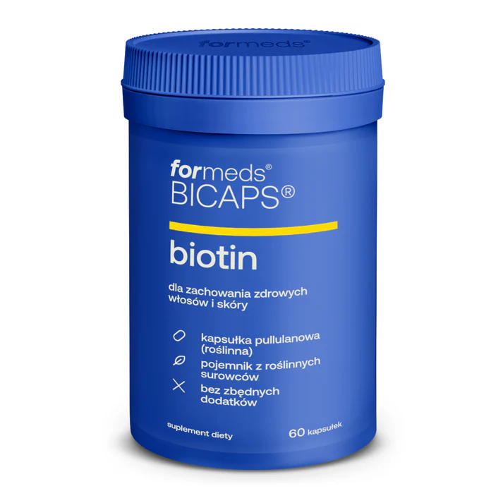 Formeds BICAPS biotin (biotyna) 60 kapsułek Vege wege wspomaga wspiera zdrowie skóry i włosów