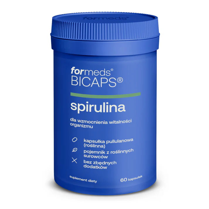 Formeds BICAPS spirulina 60 kapsułek Vege wege wspiera wspomaga redukcję tkanki tłuszczowej