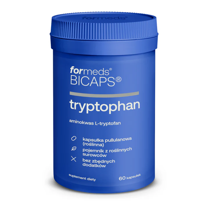 Formeds BICAPS tryptophan 60 kapsułek Vege wege wspiera spokojny, relaksujący sen i dobry nastrój